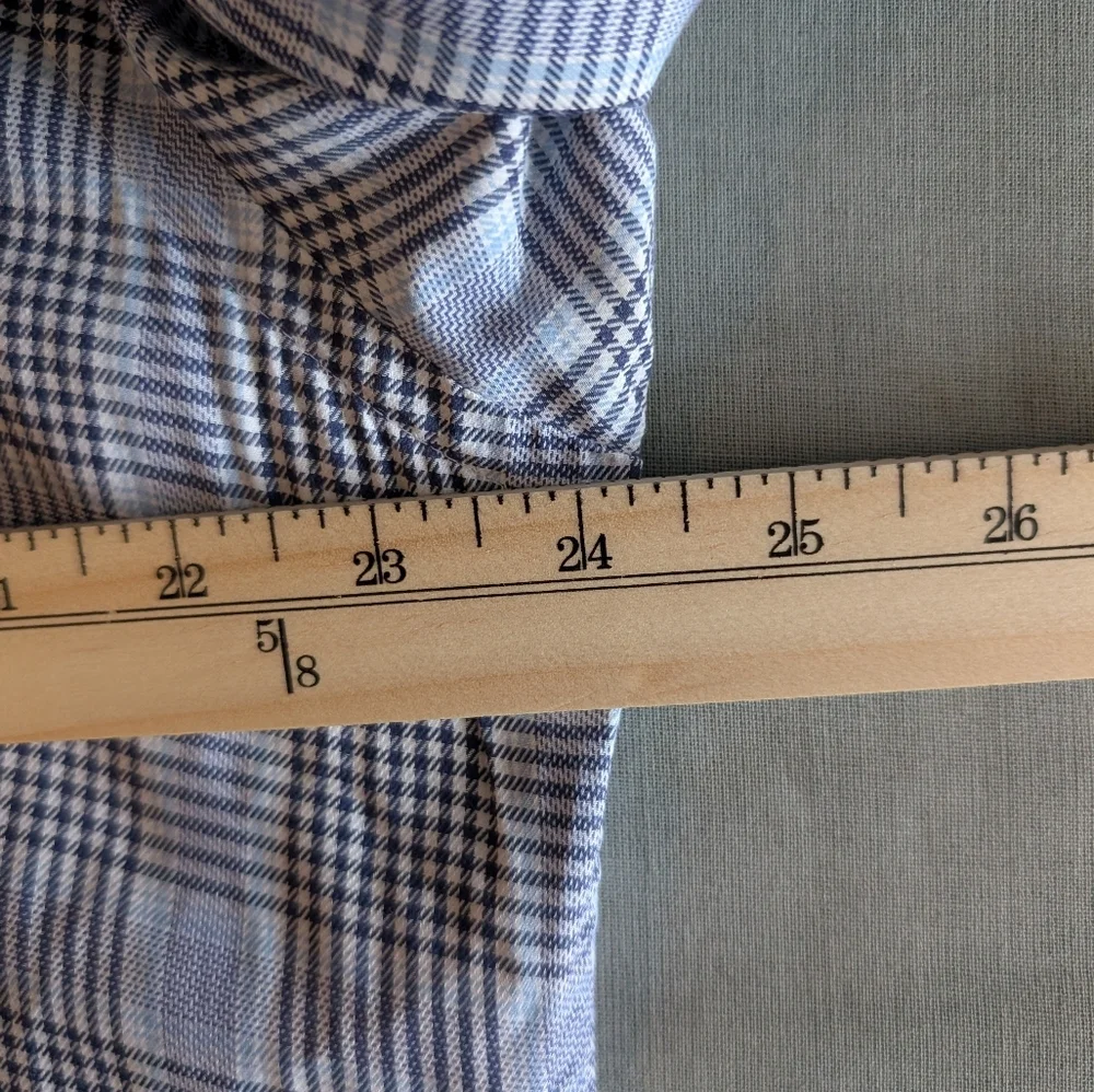 Peter Millar Gray and Blue Checkered Shirt